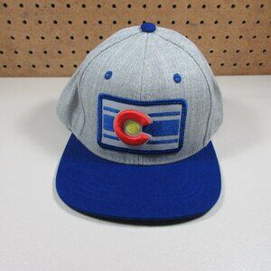 Colorado Limited mens heathered gray w blue wool blend embossed snapback hat EUC